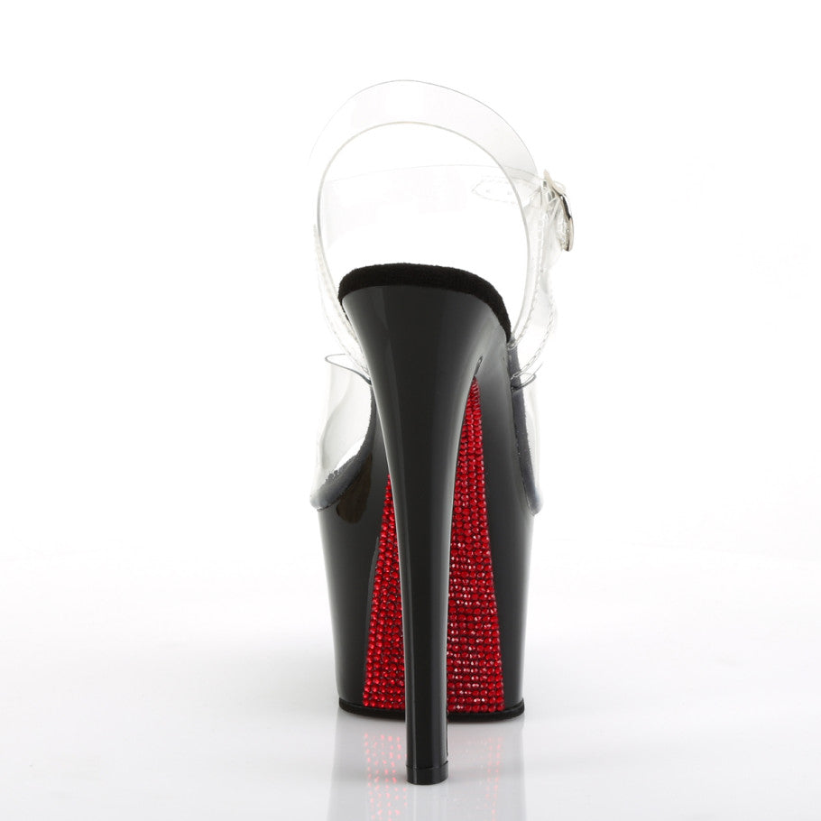 PL079 SKY Sandals 7" high Plateau black / red / rhinestones - SKY308CRS/C/B-RRS