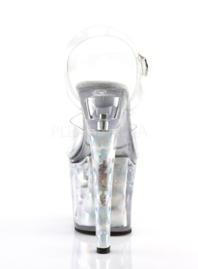 PL092 RADIANT-708HHG Sandals 7" high Plateau clear / silver / chrome / RAD708HHG/C/S