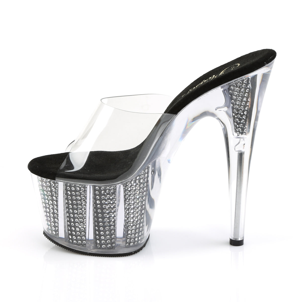 PL043 ADO Sandals 7" high Plateau clear / clear / rhinestones - ADO701SRS/C/B