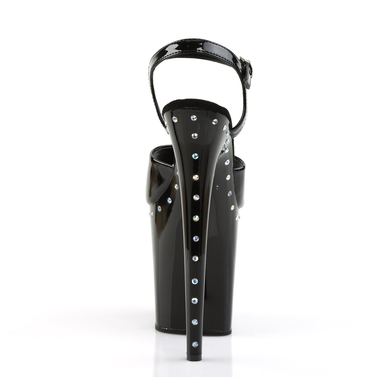 PL008 FLA Sandals 8" high Plateau black / black / rhinestones - FLAM809ABLS/B/M