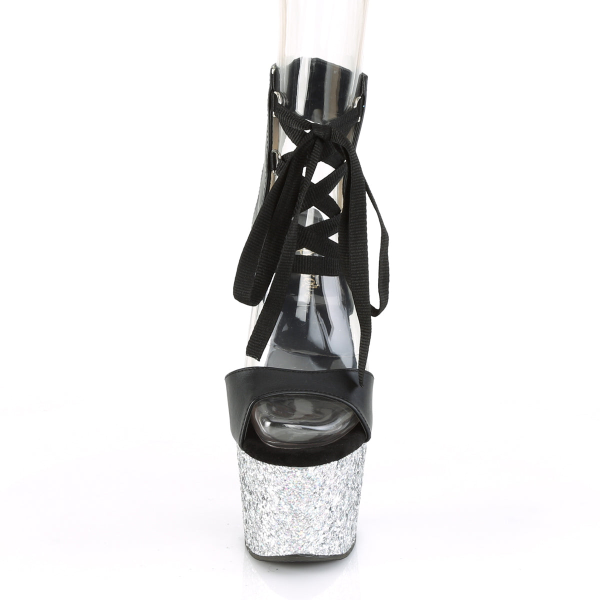 PL082 ADO Sandals 7" high Plateau black / silver / glitter - ADO700-14LG/BPU/SG