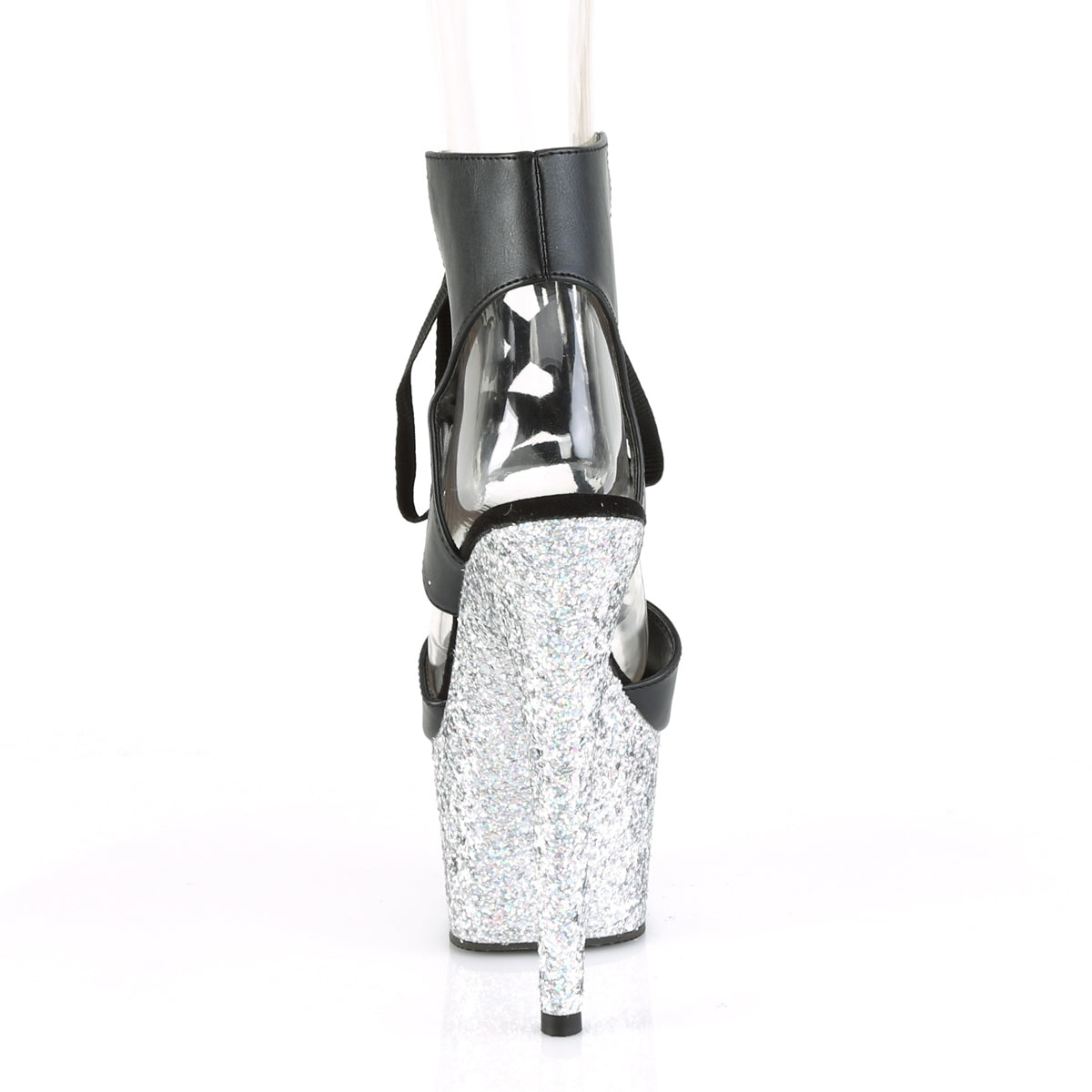 PL082 ADO Sandals 7" high Plateau black / silver / glitter - ADO700-14LG/BPU/SG