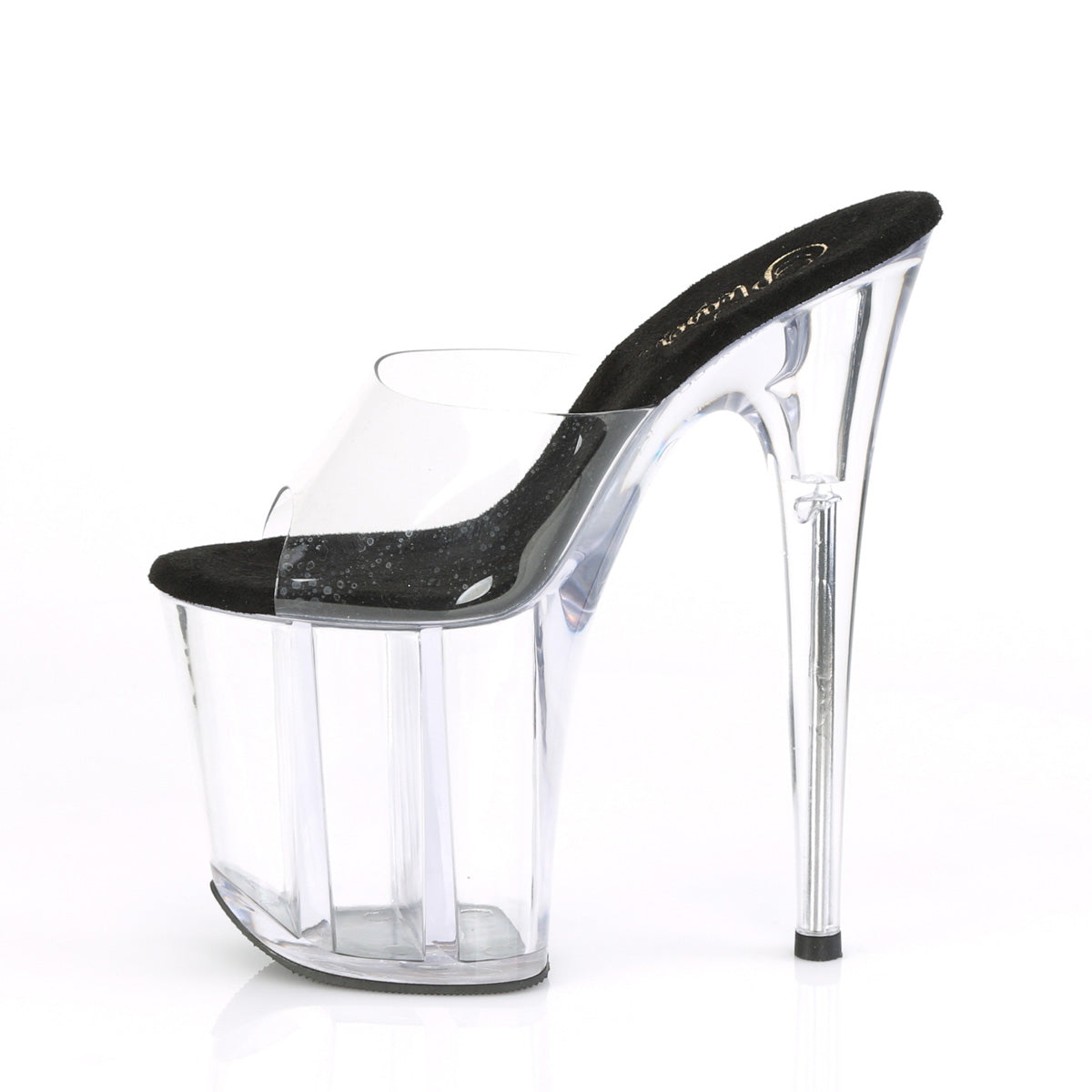 PL112 FLA Sandals 8" high Plateau clear / black / clear - FLAM801/C-B/C