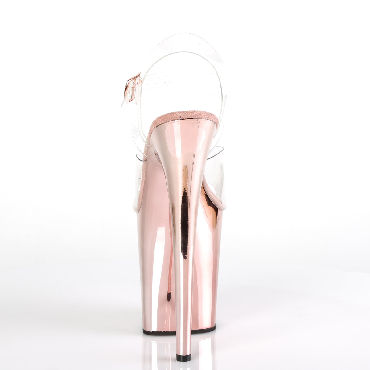 PL058 FLA Sandals 8" high Plateau clear / rosegold / chrome - FLAM808/C/ROGLDCH