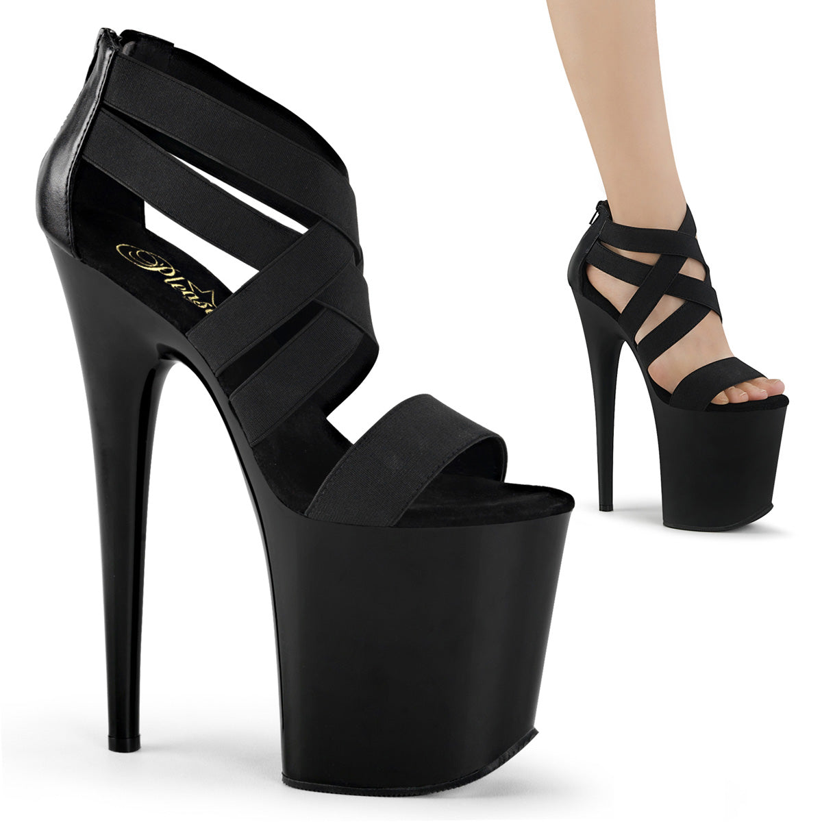 PL006 FLA Sandals 8" high Plateau black / black - FLAM869/B/M
