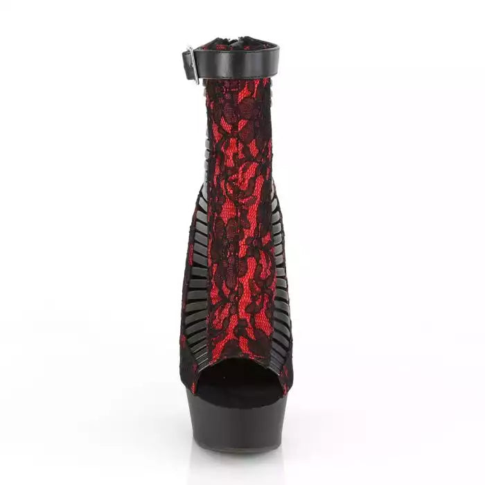 PL103 DEL Sandals 6" high Plateau red / black - DEL600-27LC/BPU-R/B