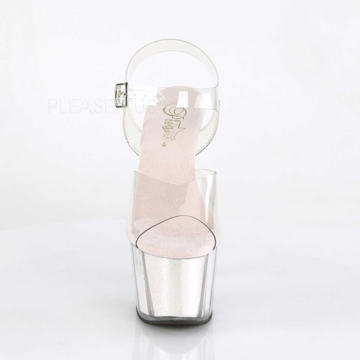 Pleaser Adore-708G Plateau-Sandalette Transparent/Opal-Glitzer – Ansicht 2