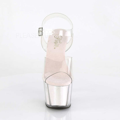 Pleaser Adore-708G Plateau-Sandalette Transparent/Opal-Glitzer – Ansicht 2