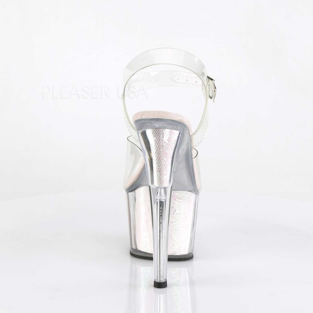 Pleaser Adore-708G Plateau-Sandalette Transparent/Opal-Glitzer – Ansicht 4