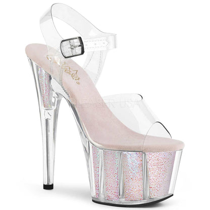 Pleaser Adore-708G Plateau-Sandalette Transparent/Opal-Glitzer – Ansicht 1