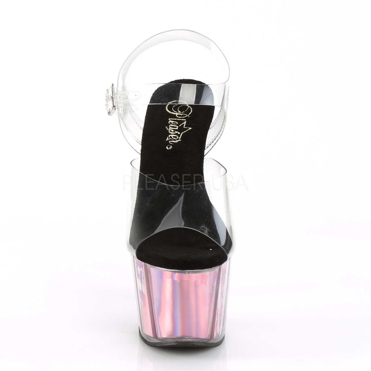 Pleaser Adore-708HGI Plateau-Sandalette Transparent/Rosa Hologramm – Ansicht 2