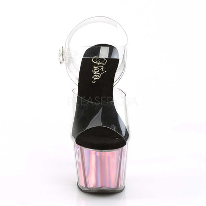Pleaser Adore-708HGI Plateau-Sandalette Transparent/Rosa Hologramm – Ansicht 2