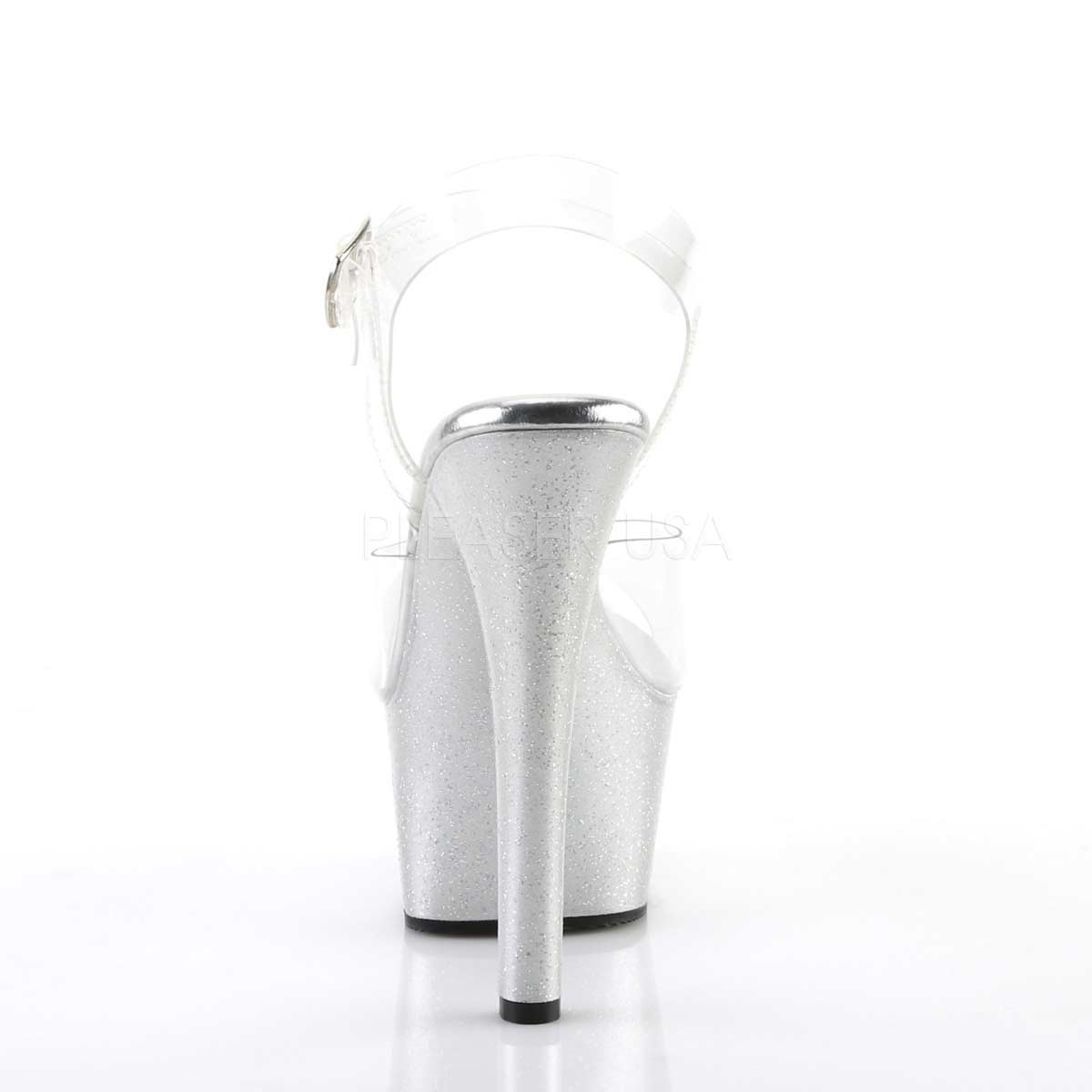 Pleaser Aspire-608MG Plateau-Sandalette Transparent/Silber-Glitzer – Ansicht 4