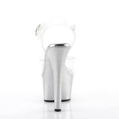Pleaser Aspire-608MG Plateau-Sandalette Transparent/Silber-Glitzer – Ansicht 4
