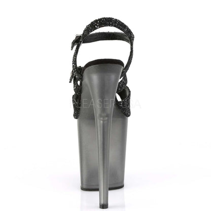 Pleaser Flamingo-874 Plateau-Sandalette Schwarz-Glitzer/Mattschwarz – Ansicht 4