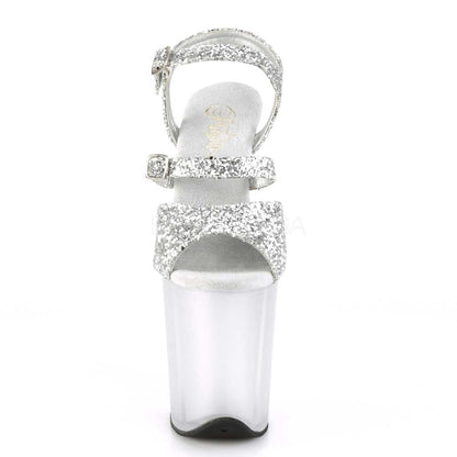 Pleaser Flamingo-874 Plateau-Sandalette Silber-Glitzer/Mattsilber – Ansicht 2