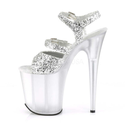 Pleaser Flamingo-874 Plateau-Sandalette Silber-Glitzer/Mattsilber – Ansicht 3