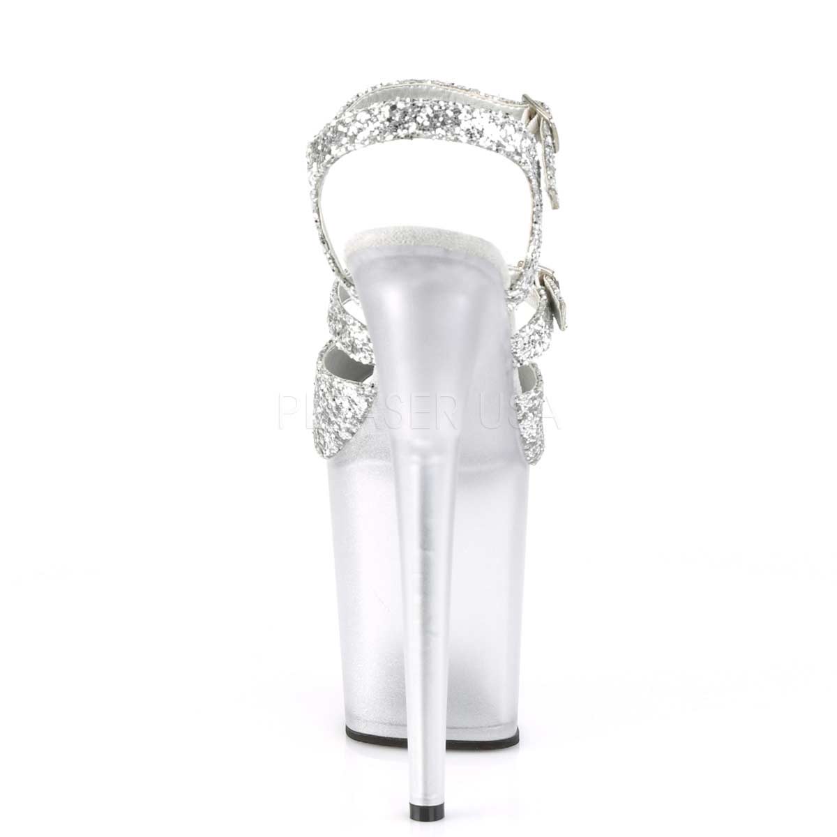 Pleaser Flamingo-874 Plateau-Sandalette Silber-Glitzer/Mattsilber – Ansicht 4