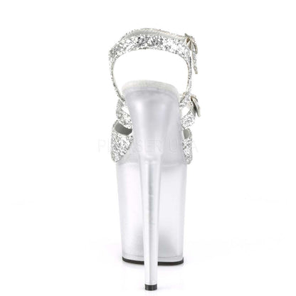Pleaser Flamingo-874 Plateau-Sandalette Silber-Glitzer/Mattsilber – Ansicht 4