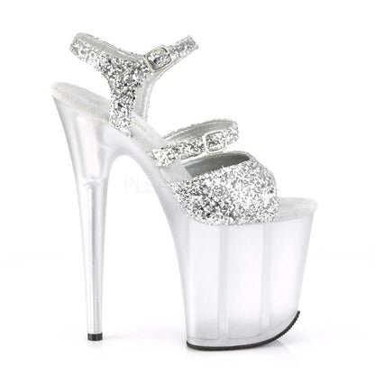 Pleaser Flamingo-874 Plateau-Sandalette Silber-Glitzer/Mattsilber – Ansicht 5