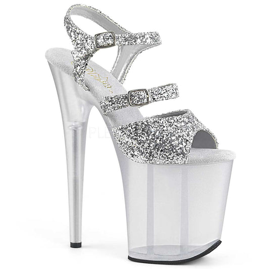 Pleaser Flamingo-874 Plateau-Sandalette Silber-Glitzer/Mattsilber – Ansicht 1