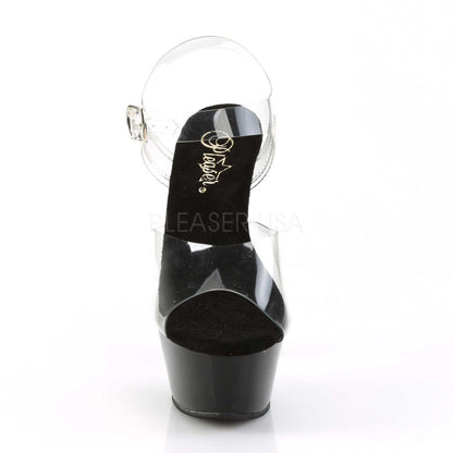 Pleaser Kiss-208CRS Plateau-Sandalette Transparent/Schwarz mit silbernen Strasssteinen – Ansicht 2