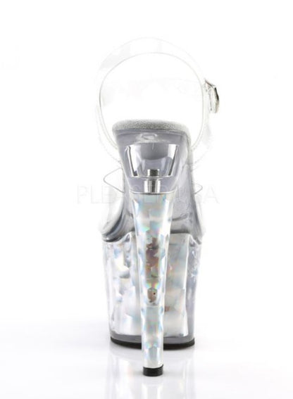 Pleaser Radiant-708HHG Plateau-Sandalette Transparent/Silber – Ansicht 5