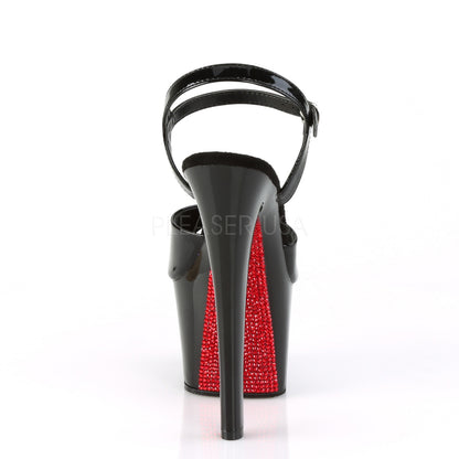Pleaser Sky-309CRS Plateau-Sandalette Schwarz mit roten Strasssteinen – Ansicht 4