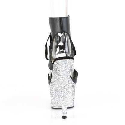 Pleaser Adore-700-14LG Plateau-Sandalette Schwarz/Silber-Glitzer – Ansicht 4