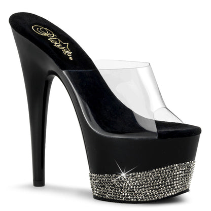 Pleaser Adore-701-3 Plateau-Pantolette Transparent/Schwarz – Ansicht 1