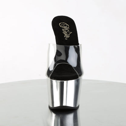 Pleaser Adore-701 Plateau-Pantolette Transparent/Silber-Chrom – Ansicht 2
