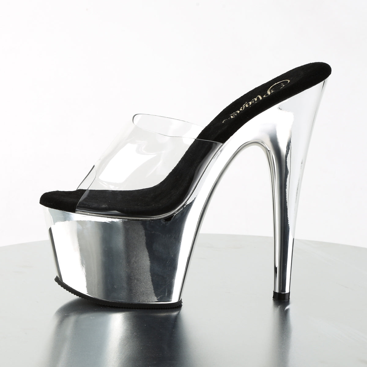 PL121 ADO Stiletto 7" high Plateau clear / siver / chrome - ADO701/C/SCH