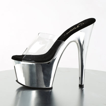 Pleaser Adore-701 Plateau-Pantolette Transparent/Silber-Chrom – Ansicht 3