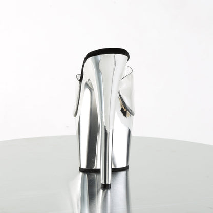 Pleaser Adore-701 Plateau-Pantolette Transparent/Silber-Chrom – Ansicht 4