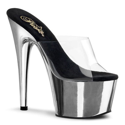 Pleaser Adore-701 Plateau-Pantolette Transparent/Silber-Chrom – Ansicht 1