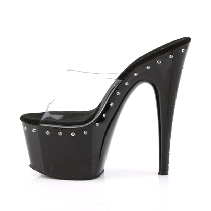 Pleaser Adore-701LS Plateau-Pantolette Transparent/Schwarz – Ansicht 3