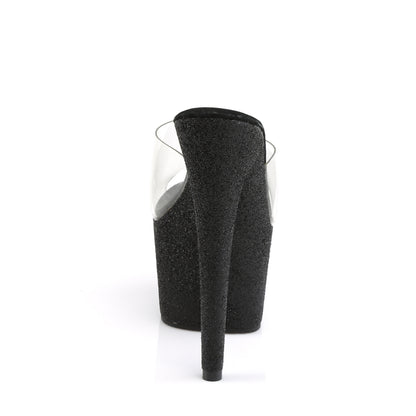 Pleaser Adore-701SDG Plateau-Pantolette Schwarz/Transparent mit Glitzer – Ansicht 4