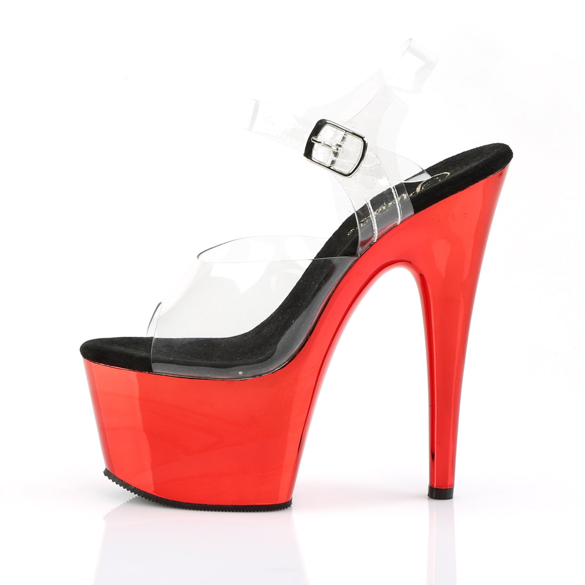 PL124 ADO Stiletto 7" high Plateau clear / red / chrom - ADO708/C/RCH