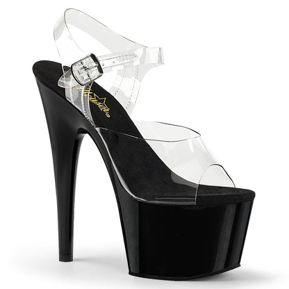 Pleaser Adore-708 Plateau-Sandalette Transparent/Schwarz – Ansicht 1