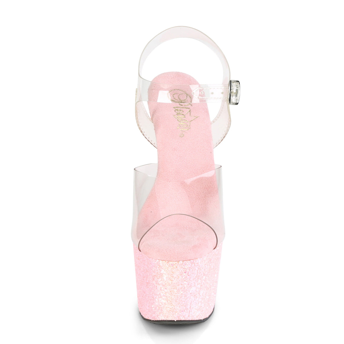 PL061 ADOR Sandals 7" high Plateau clear / babypink / glitter - ADO708LG/C/BPG