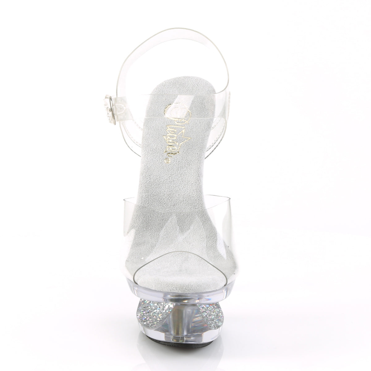 PL068 ECP Sandals 6,5" high Plateau clear/ white / glitter - ECP608GT/C/SG-C