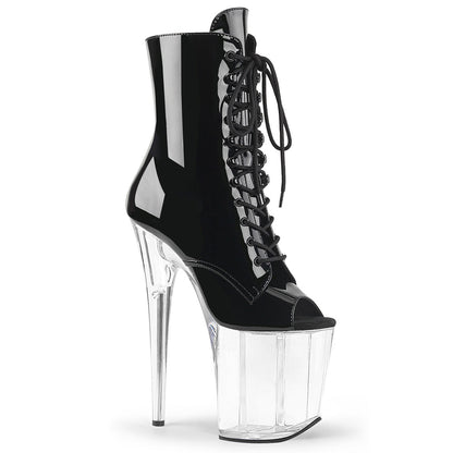 Pleaser Flamingo-1021 Plateau-Stiefelette Schwarz/Transparent – Ansicht 1