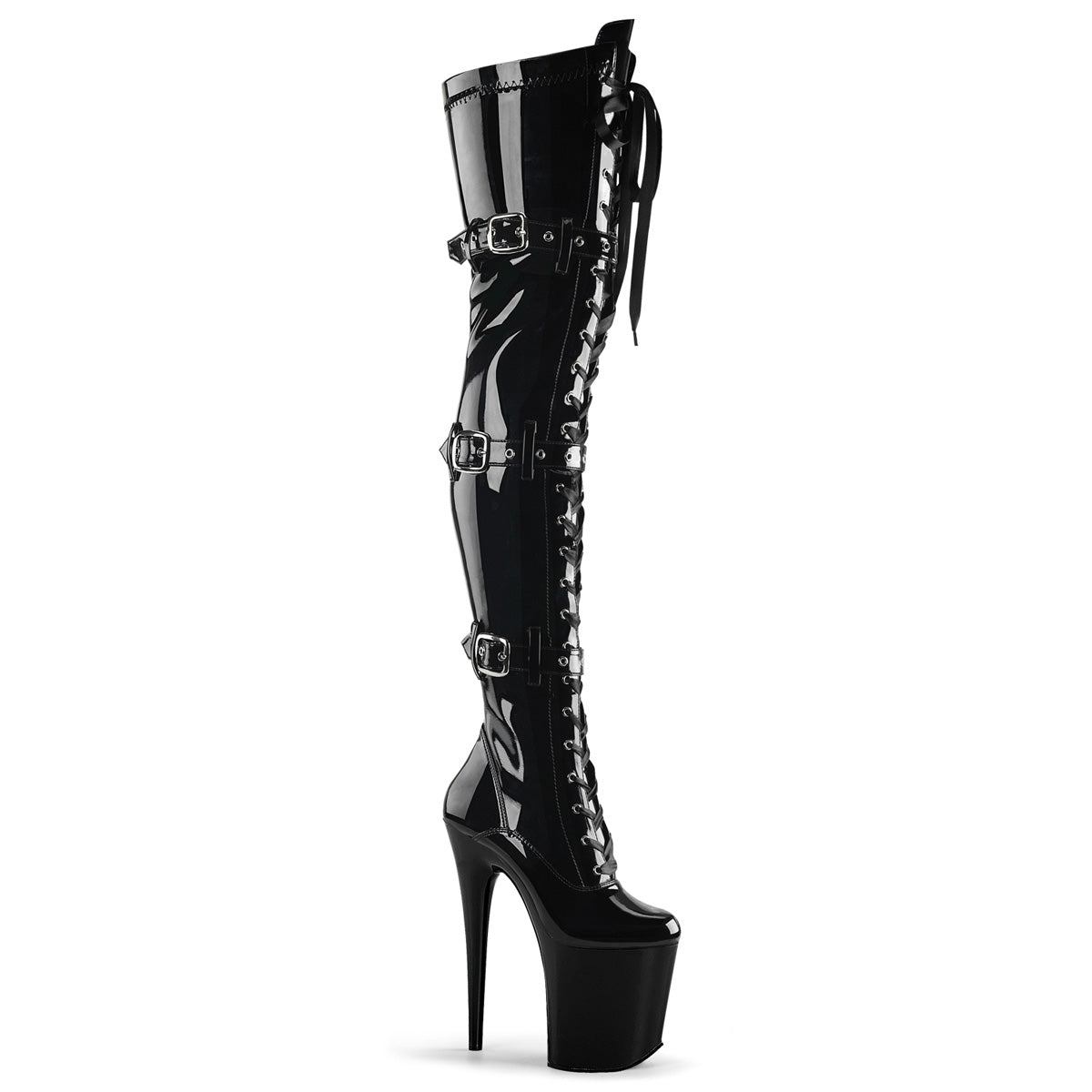 PL063 FLA Stretch Thigh Boot 8" high Plateau black / black - FLAM3028/B/M