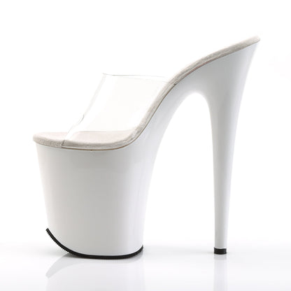 Pleaser Flamingo-801 Plateau-Pantolette Transparent/Weiß – Ansicht 3