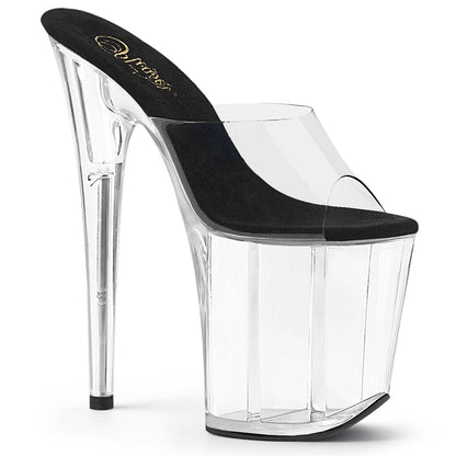 Pleaser Flamingo-801 Plateau-Pantolette Transparent/Schwarz/Transparent – Ansicht 1