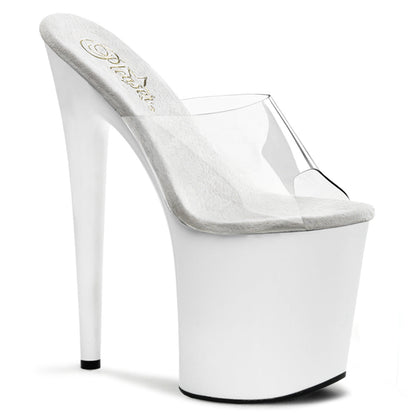 Pleaser Flamingo-801 Plateau-Pantolette Transparent/Weiß – Ansicht 1
