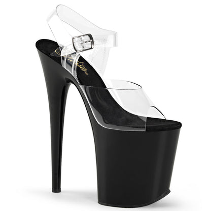 Pleaser Flamingo-808 Plateau-Sandalette Schwarz/Transparent – Ansicht 1