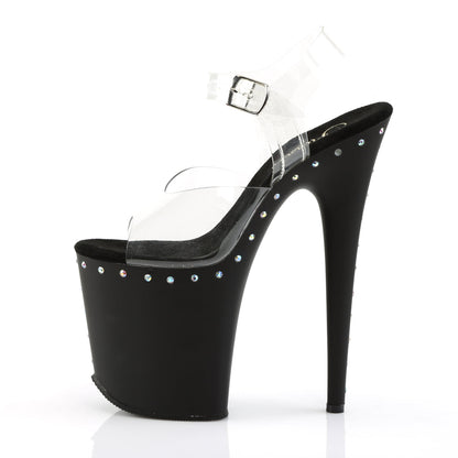 Pleaser Flamingo-808ABLS Plateau-Sandalette Transparent/Schwarz – Ansicht 3