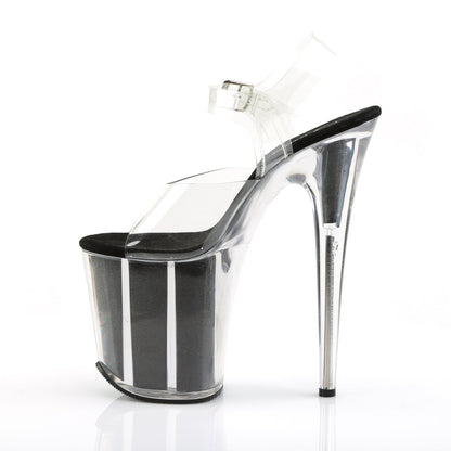 Pleaser Flamingo-808G Plateau-Sandalette Transparent/Schwarz-Glitzer – Ansicht 3