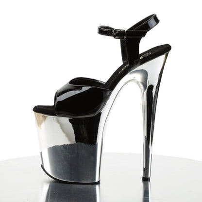 Pleaser Flamingo-809 Plateau-Sandalette Schwarz/Silber-Chrom – Ansicht 3